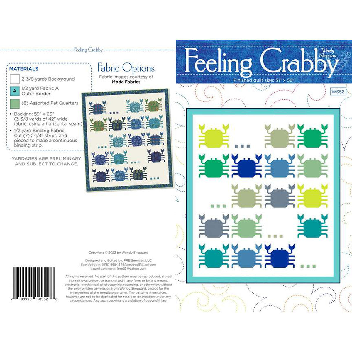 Wendy Sheppard Feeling Crabby Quilt Pattern The Shiplap Quilt Shop LLC