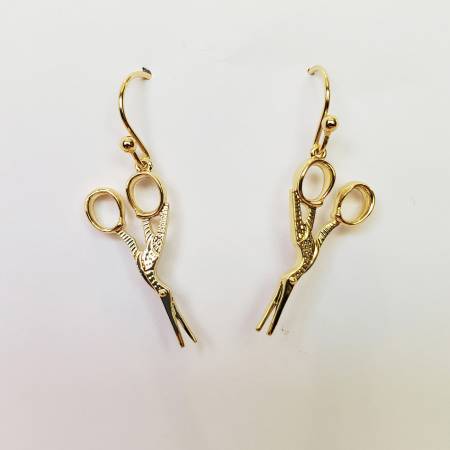 Stork Scissor Drop Earring Gold