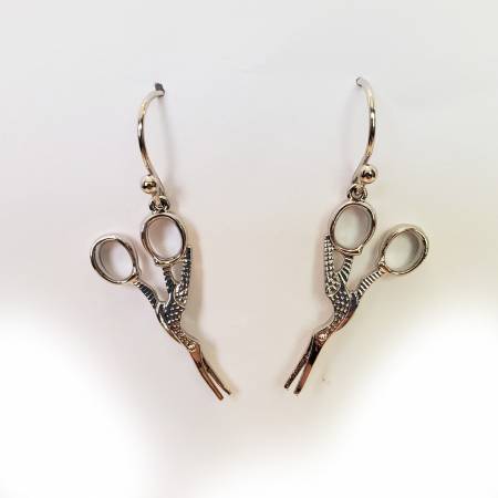 Stork Scissor Drop Earring Silver