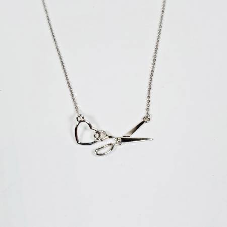 Scissor & Heart Charm Necklace Silver