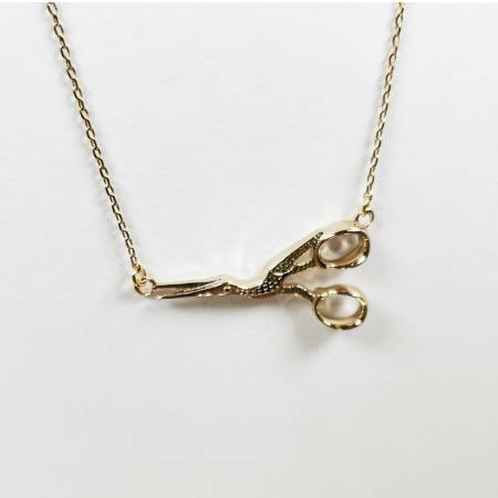 Stork Scissor Necklace Gold