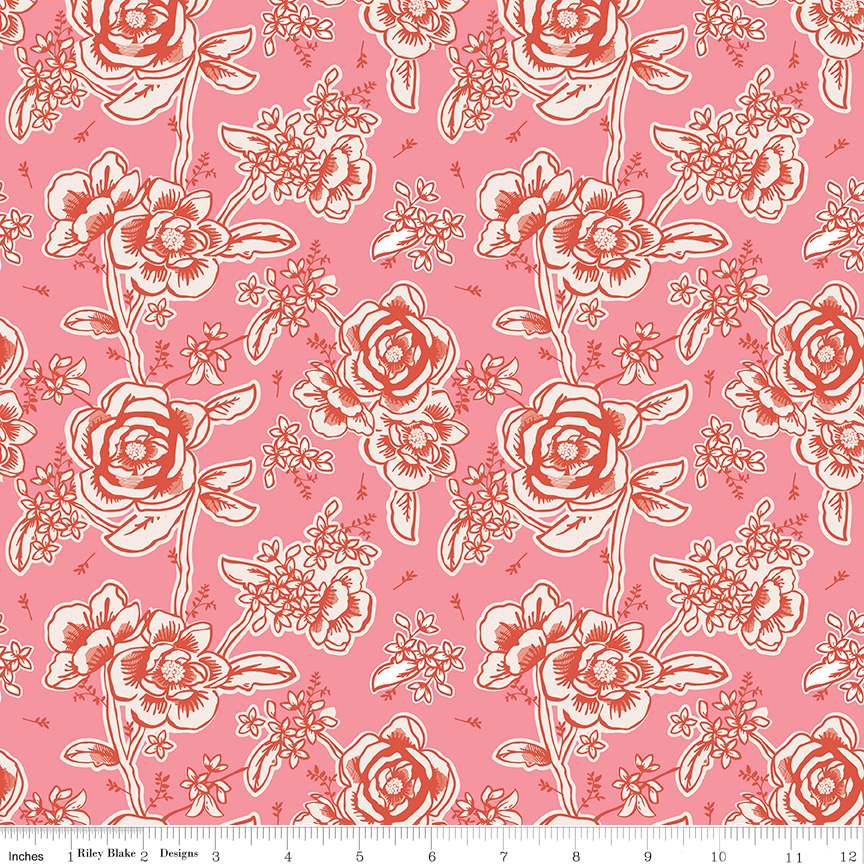 Riley Blake quilting fabric Ciao Bella Blush Floral 1 Yard Bundle 6 Pcs